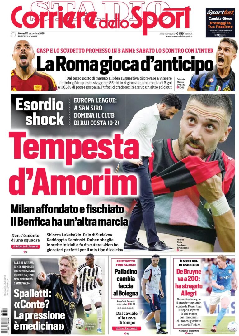 Prima pagina Corriere dello Sport