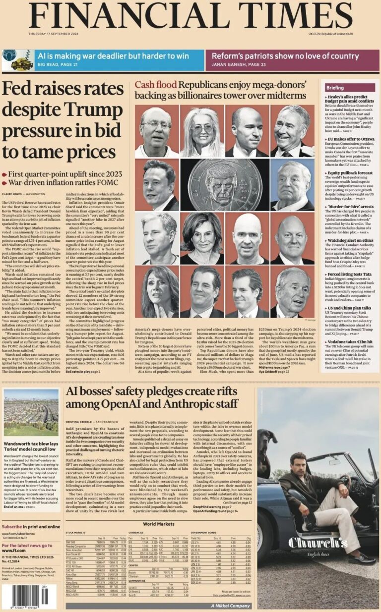 Prima pagina Financial Times