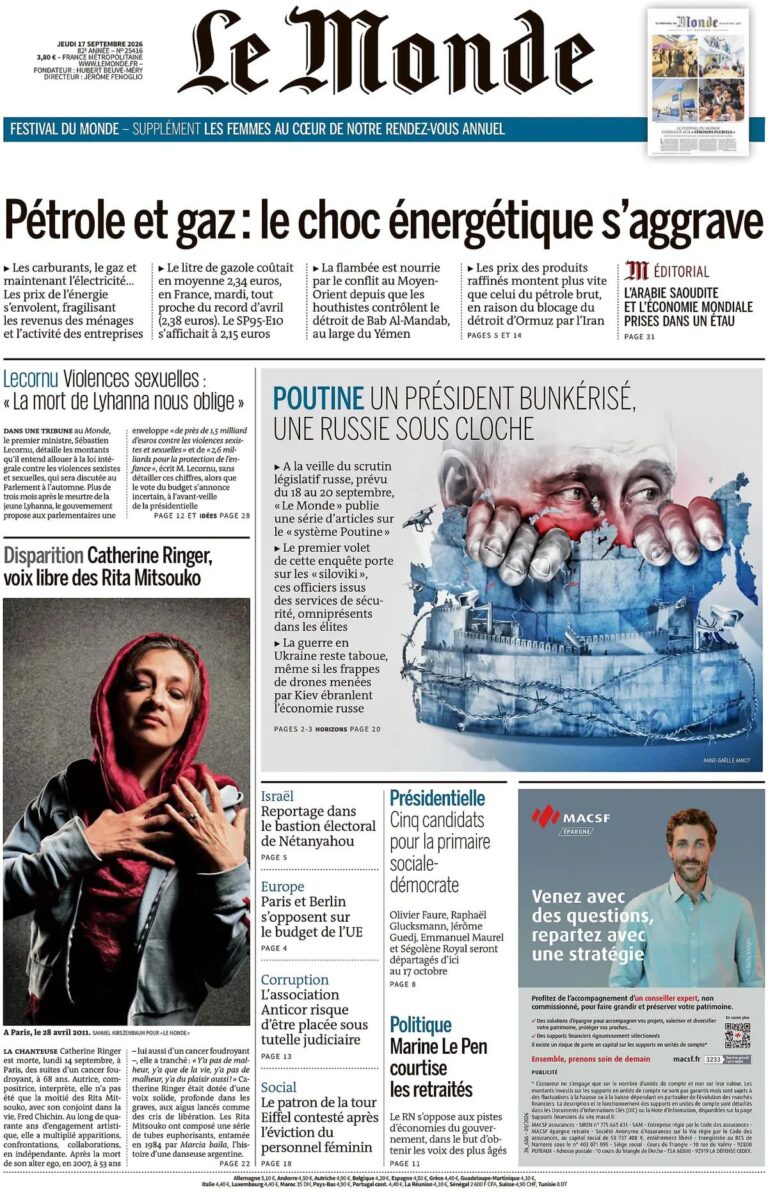 Prima pagina Le Monde