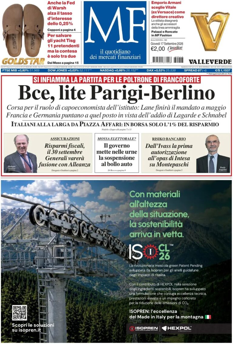 Prima pagina Milano Finanza