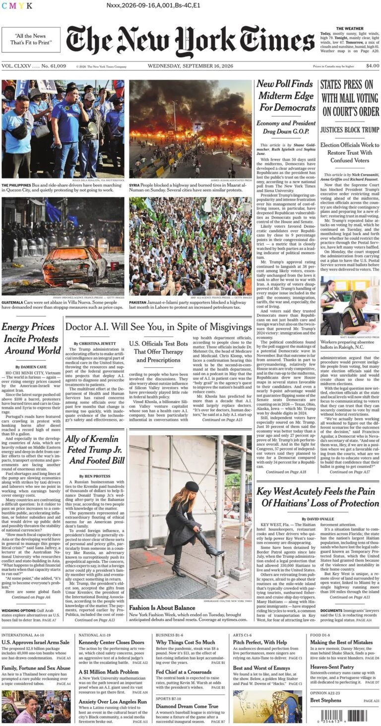 Prima pagina The New York Times