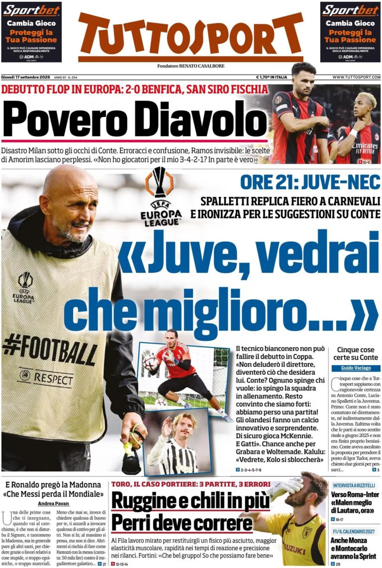 Prima pagina Tuttosport