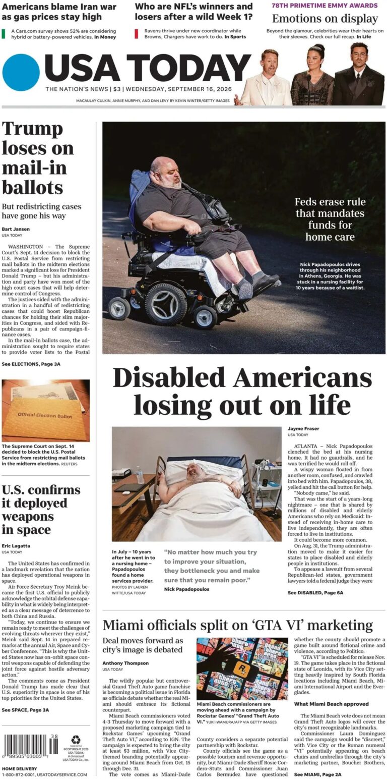 Prima pagina USA Today